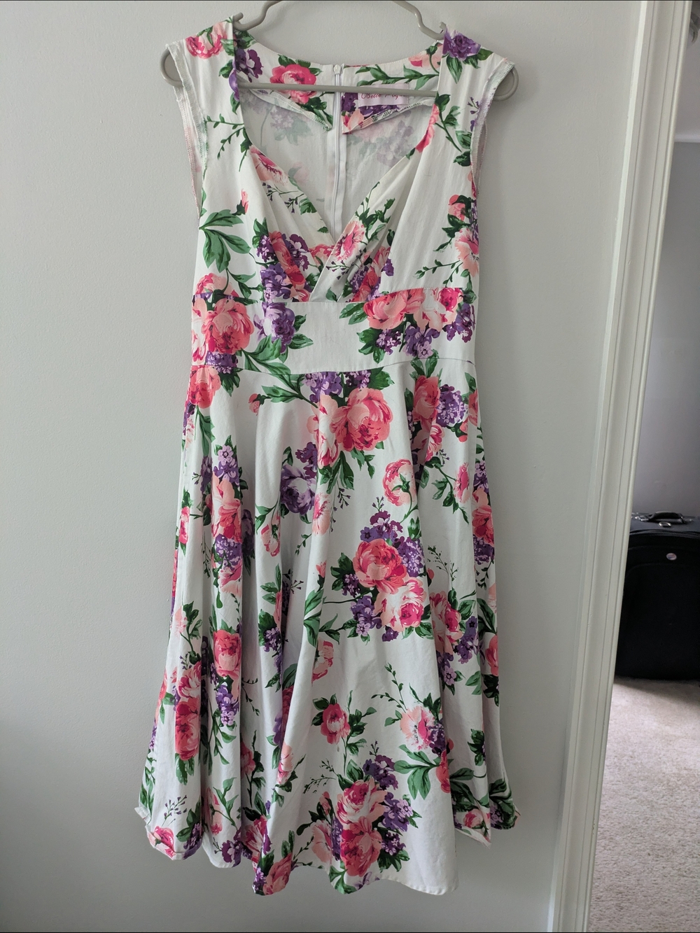 Retro Swing Fit&Flare Midi Dress Floral Romantic Garden Party Belle Poque Size L - Picture 3 of 12